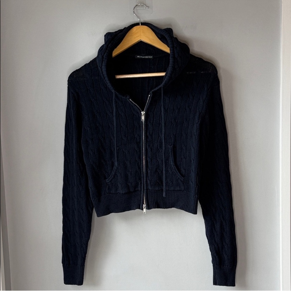 Brandy Melville Cardigan Ayla Cropped Cable Knit Sweater - Picture 5 of 8